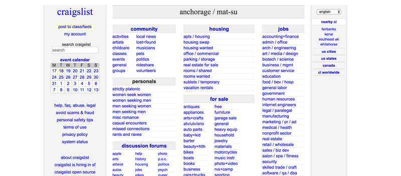 Bad Website Design Examples Craigslist