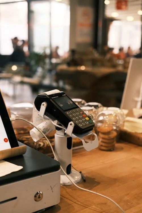 Card machine at a till