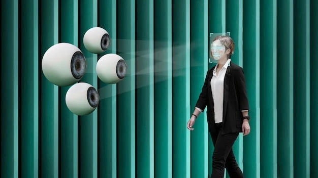 Eye-in-the-sky surveillance with AI illustration
