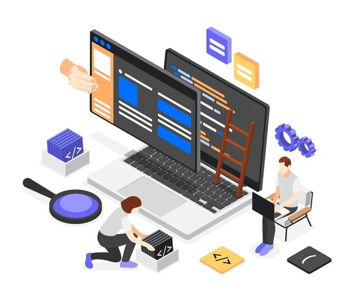 Web developers building a website